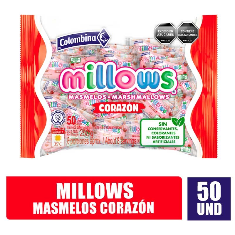 MASMELOS MILLOWS CORAZONES X 50UND