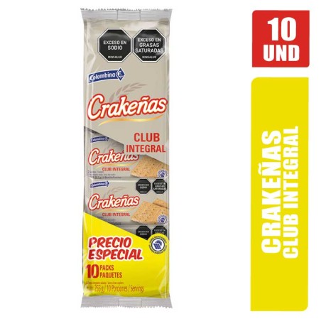GALLETAS CRAKEÑAS CLUB INTEGRAL X 10UND