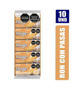 GALLETAS WAFER BRIDGE RON CON PASAS X 10UND