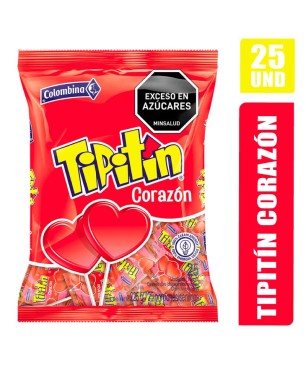CHUPETAS TIPITIN CORAZON X 25UND