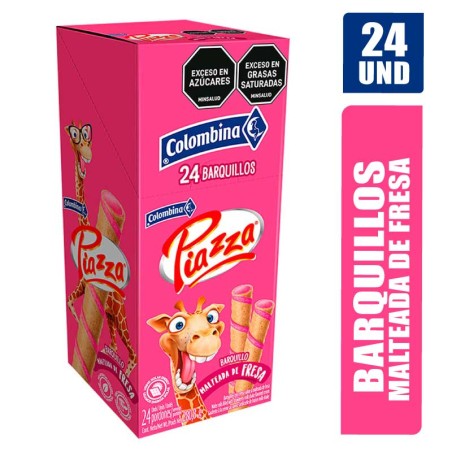 BARQUILLOS PIAZZA JIRAFA FRESA X 24UND