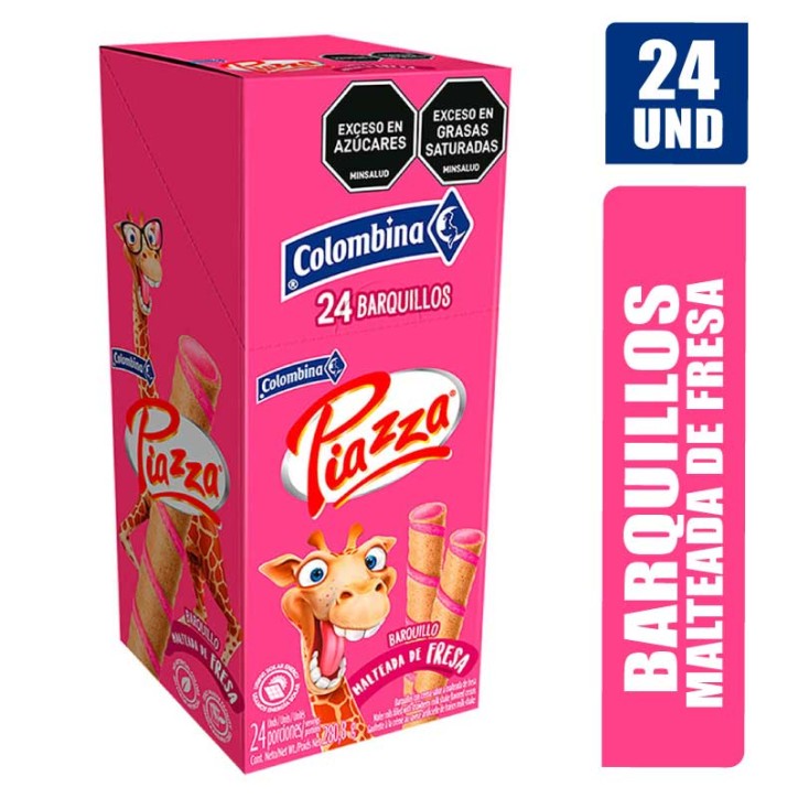 BARQUILLOS PIAZZA JIRAFA FRESA X 24UND
