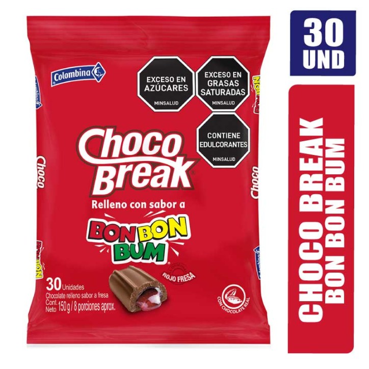CHOCO BREAK RELLENO CON BON BON BUM X 30UND