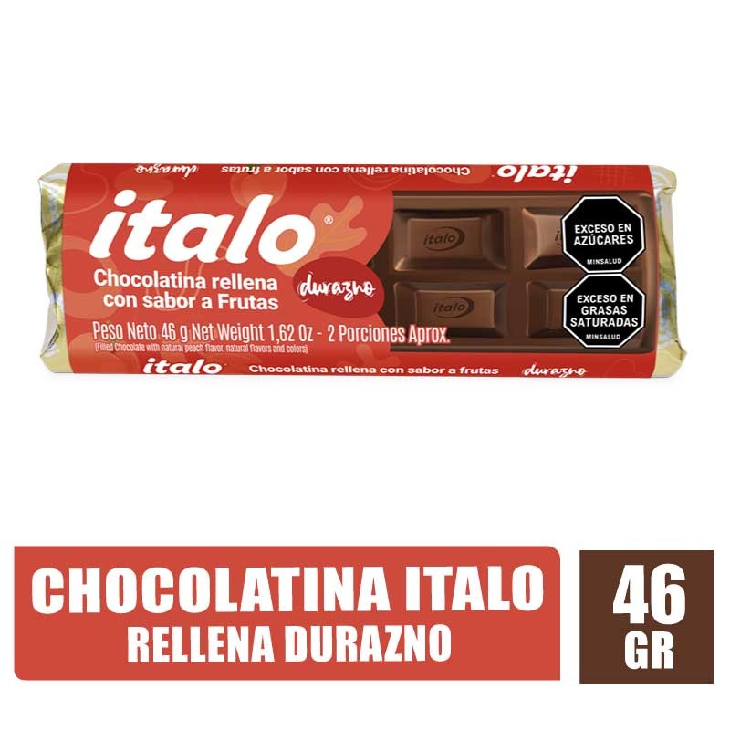 CHOCOLATINA RELLENA ITALO DURAZNO X 46GR