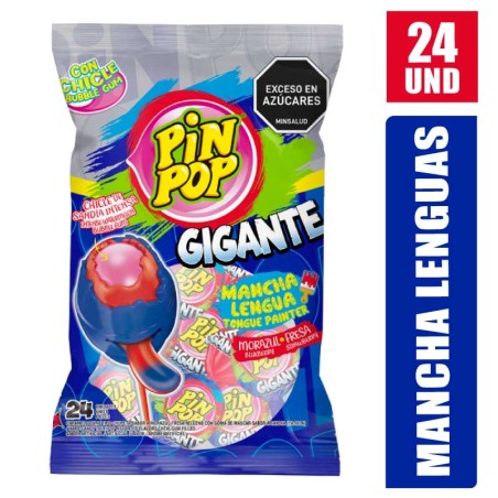 CHUPETAS PIN POP MANCHA LENGUA GIGANTE X 24UND
