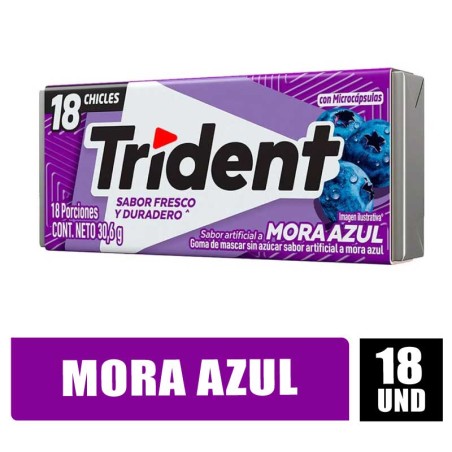 CHICLES TRIDENT VALUPAK MORA AZUL X 18 CHICLES