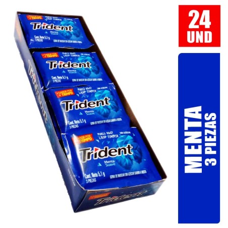 TRIDENT MENTA 3 PIEZAS X 24UND
