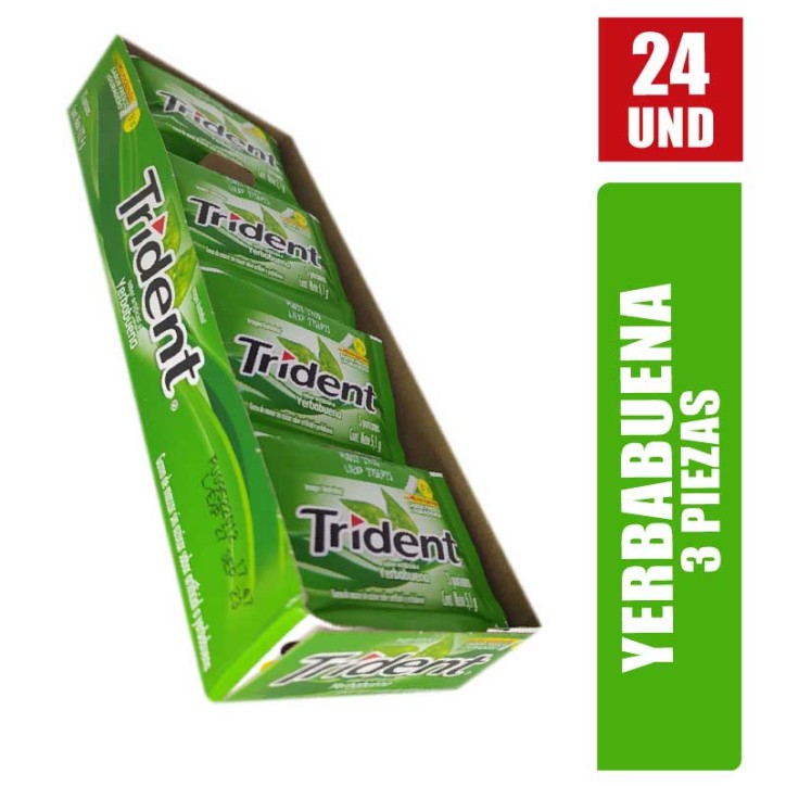 TRIDENT YERBABUENA 3 PIEZAS X 24UND