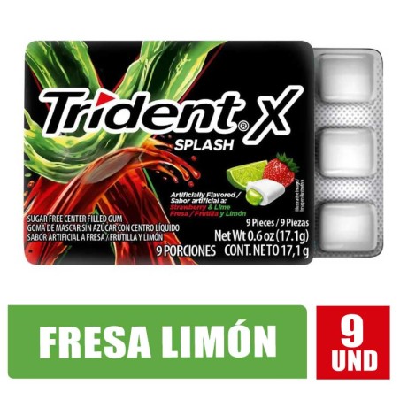 CHICLE TRIDENT SPLASH FRESA LIMÓN 17GR