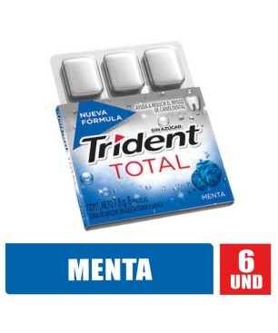 CHICLES TRIDENT TOTAL MENTA X 6UND