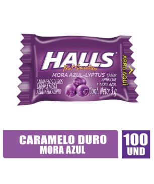 HALLS PEPA MORA AZUL X 100UND