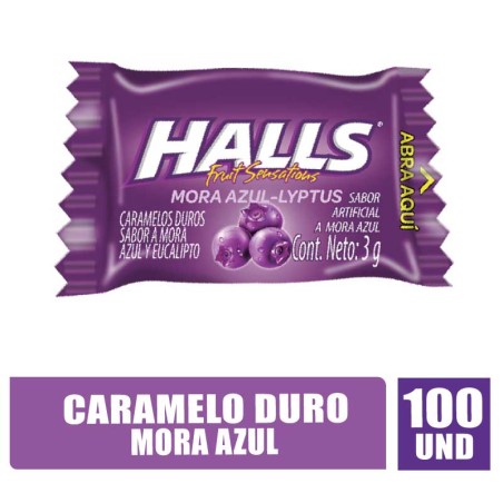 HALLS PEPA MORA AZUL X 100UND