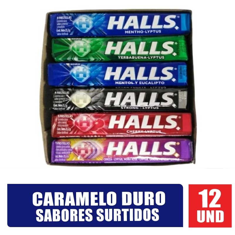 HALLS EN BARRA SABORES SURTIDOS X 12UND