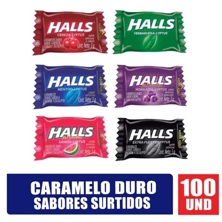 HALLS PEPA SABORES SURTIDO X 100UND
