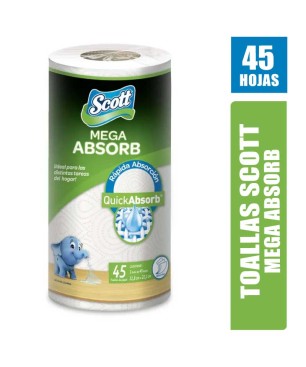 TOALLAS DE COCINA SCOTT MEGA ABSORBENTE X 45 HOJAS