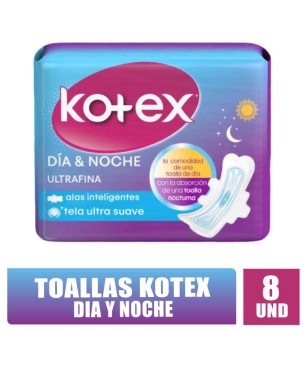 TOALLAS HIGIENICAS KOTEX  Y DIA NOCHE X 8UND