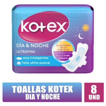 TOALLAS HIGIENICAS KOTEX  Y DIA NOCHE X 8UND