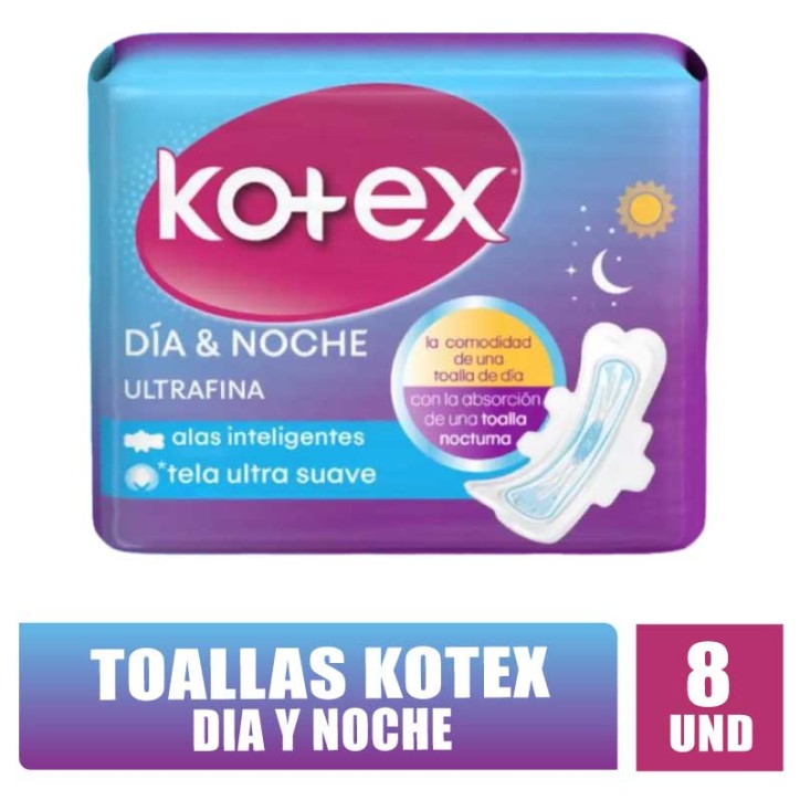 TOALLAS HIGIENICAS KOTEX  Y DIA NOCHE X 8UND