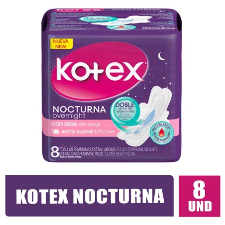 TOALLAS HIGIENICAS KOTEX NOCTURNA X 8UND