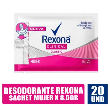 REXONA CLINICAL SACHET TAPA CLASSIC MUJER 8.5GR X 20UND