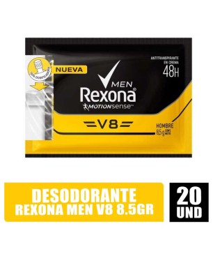 DESODORANTE REXONA MEN V8 8.5GR X 20UND