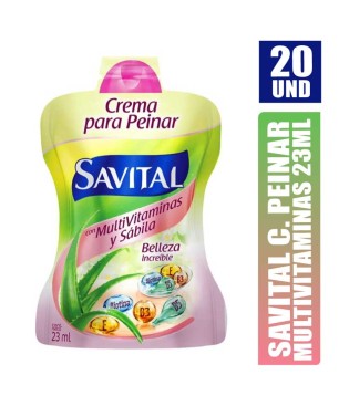 CREMA DE PEINAR SAVITAL MULTIVITAMINAS Y SABILA 23ML X 20UND