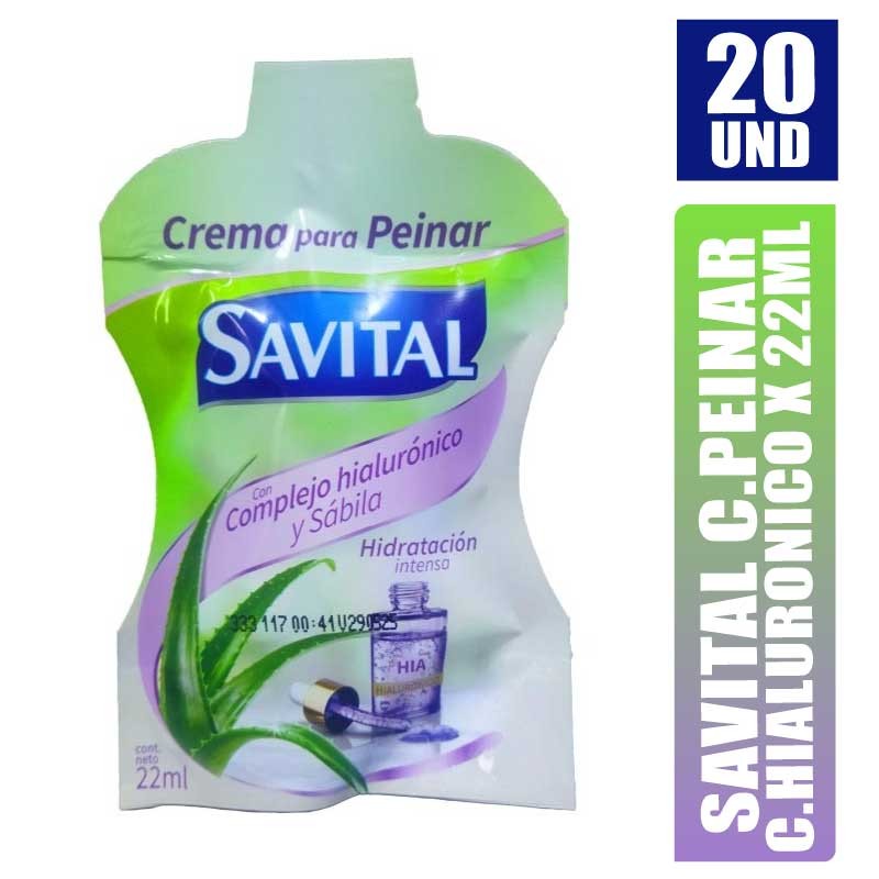CREMA DE PEINAR SAVITAL COMPLEJO HIALURONICO 22ML X 20UND
