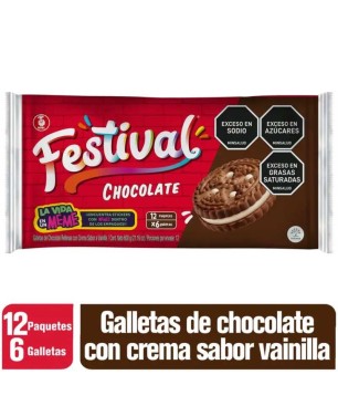 GALLETAS FESTIVAL LARGA CHOCOLATE X 12UND