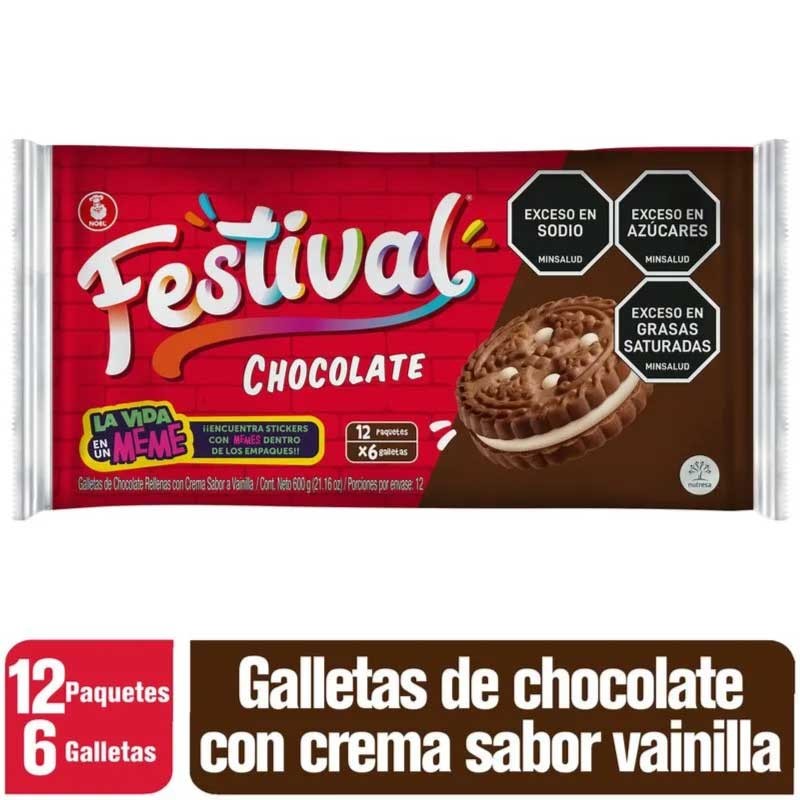GALLETAS FESTIVAL LARGA CHOCOLATE X 12UND