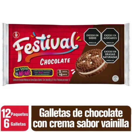 GALLETAS FESTIVAL LARGA CHOCOLATE X 12UND