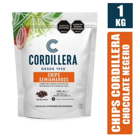 CHIPS CHOCOLATE NEGRO SEMIAMARGO CORDILLERA X 1KG
