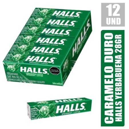 HALLS EN BARRA YERBA BUENA 28GR X 12UND