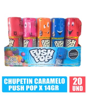CHUPETIN DE CARAMELO DURO PUSH POP 14GR X 20UND