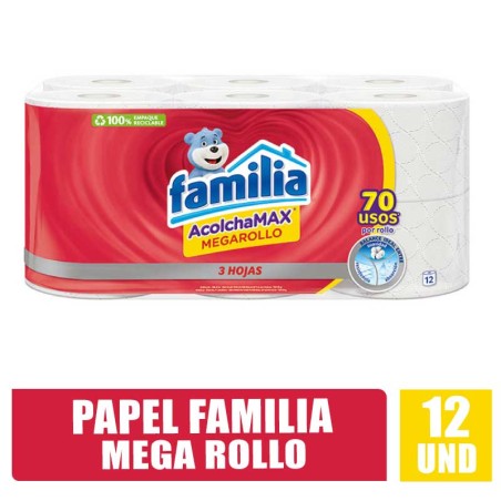 PAPEL HIGIENICO FAMILIA MEGA ROLLO IND X 12UND