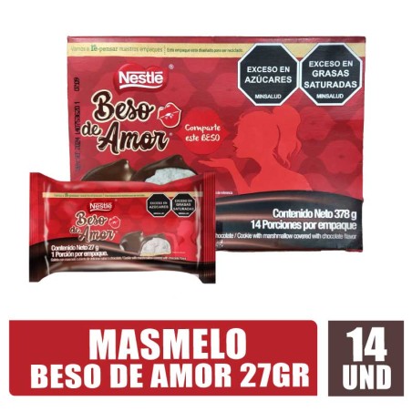 MASMELO CHOCOLATE BESO DE AMOR 27GR X 14UND