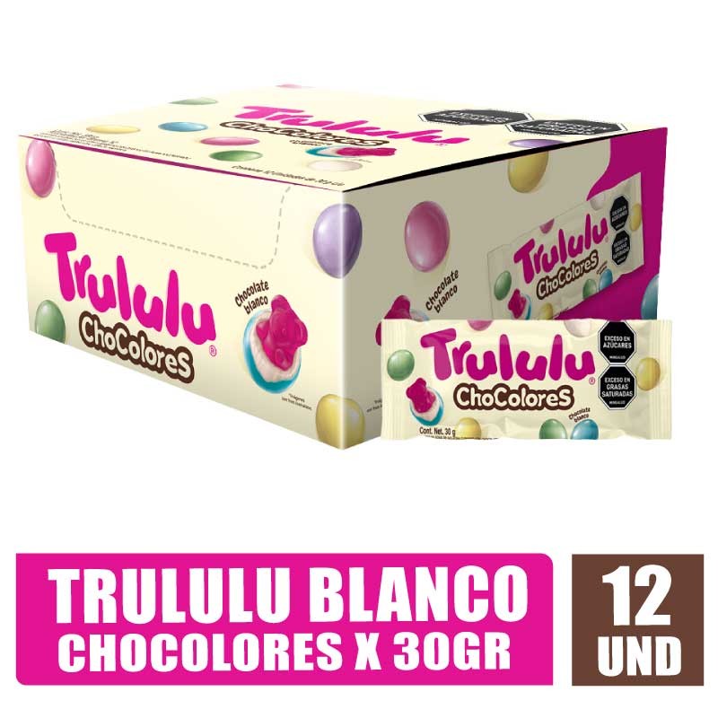 TRULULU CHOCOLORES BLANCO 30GR X 12UND