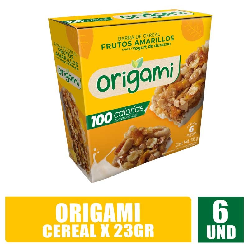 ORIGAMI BARRA CEREAL FRUTOS AMARILLOS 23GR X 6UND