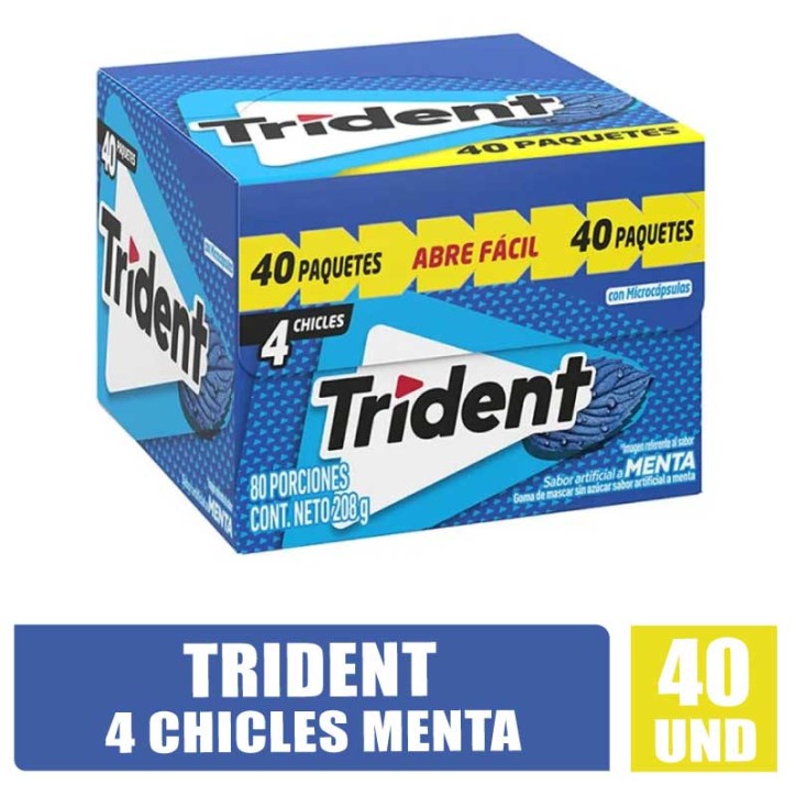 TRIDENT 4 CHICLES MENTA X 40UND