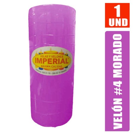 Velón #4 Morado Largo 12cm Grueso 5cm | Distribuidora El Confite