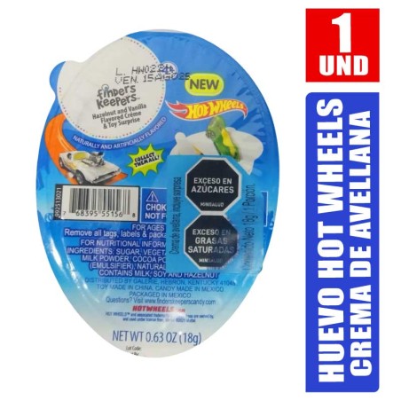 BLISTER SORPRESA HOTWEELS CREMA DE AVELLANA X 18GR