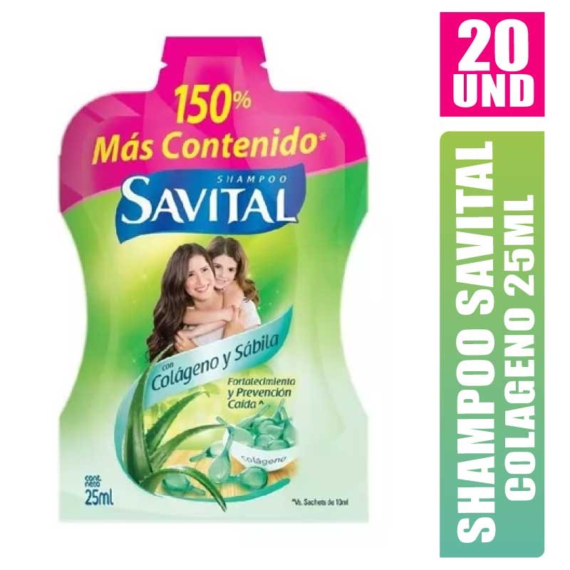 SHAMPOO SAVITAL COLAGENO Y SABILA 25ML X 20UND