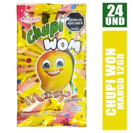 CHUPI WOM MANGO MAS DULCES 12GR X 24UND