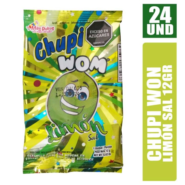 CHUPI WOM LIMÓN SAL MAS DULCES 12GR X 24UND