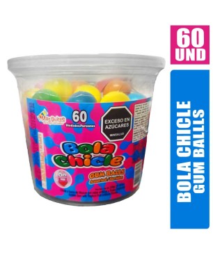 CHICLE BOLA DE COLORES MAS DULCES X 60UND