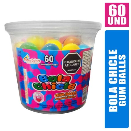 CHICLE BOLA DE COLORES MAS DULCES X 60UND